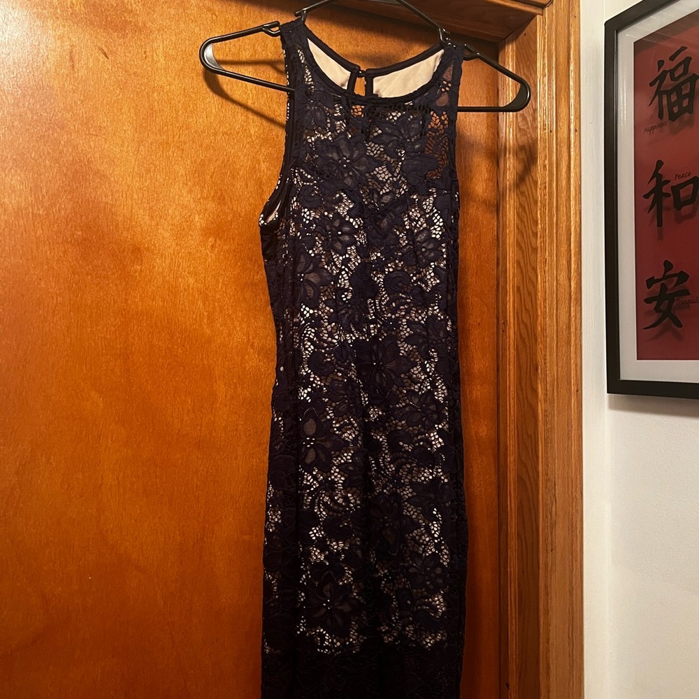 Blue lace mini dress